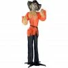 Haunted Hill Farm Life-Size Skeleton Scarecrow Prop, with Rotating Head Indoor/Outdoor Halloween Decor, Hayward
