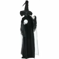 Haunted Hill Farm Life-Size Witch with Multi-Color Crystal Ball & Strobe Light, Indoor/Outdoor Halloween Decor