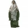 Haunted Hill Farm Life-Size Talking Evil Witch Prop with Rotating Head, Indoor/Outdoor Halloween Decor, Sage