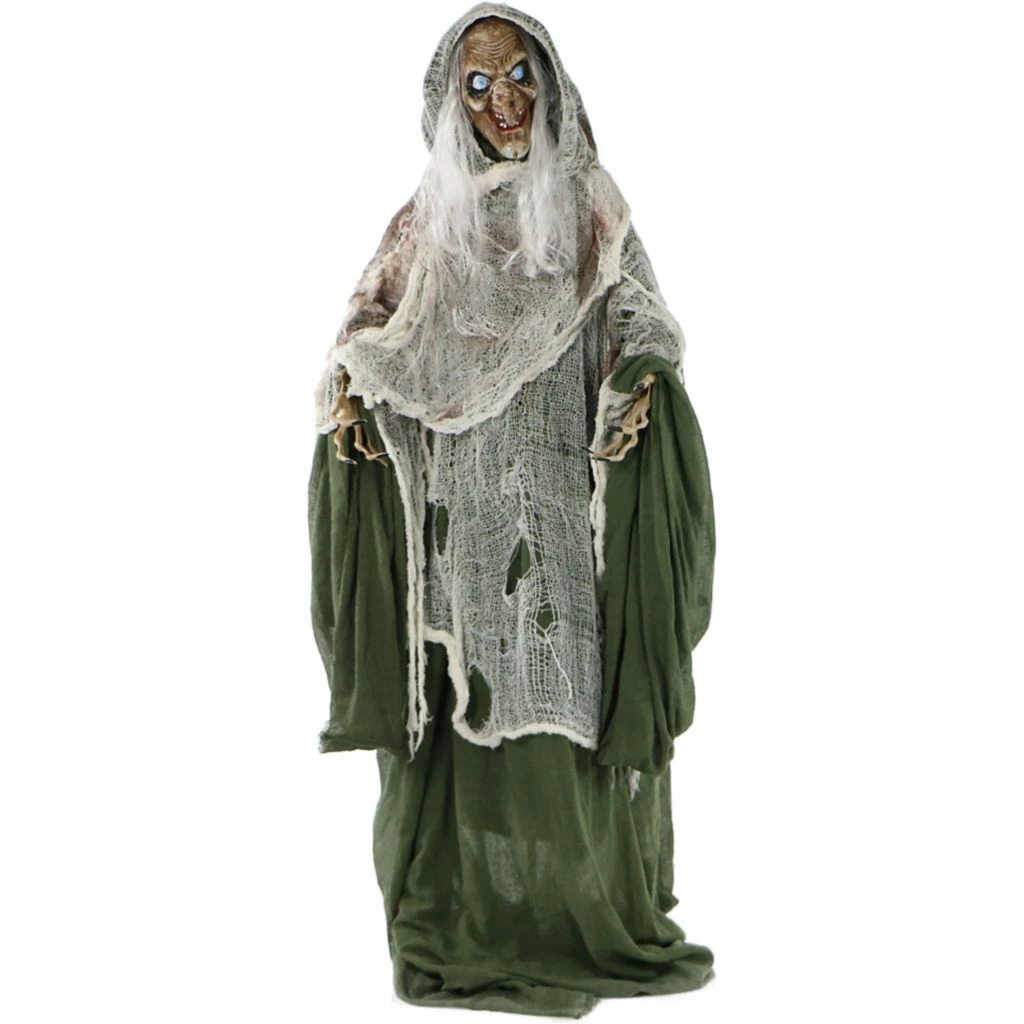 Haunted Hill Farm Life-Size Talking Evil Witch Prop with Rotating Head, Indoor/Outdoor Halloween Decor, Sage 1 Haunted Hill Farm Life-Size Talking Evil Witch Prop with Rotating Head, Indoor/Outdoor Halloween Decor, Sage