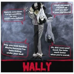 Haunted Hill Farm Life-Size Animatronic Clown, Indoor/Outdoor Halloween Decoration, Flashing Eyes, Poseable, HHCLOWN-10FLSA