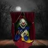 Haunted Hill Farm Animatronic Clown, Indoor/Outdoor Halloween Decor, Flashing Red Eyes, Talking, Battery-Operated, HHFTCL-1HLSA