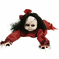 Haunted Hill Farm 44 in. Animatronic Doll, Indoor/Outdoor Halloween Decor, Light-up Blue Eyes, Battery-Operated
