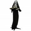 Haunted Hill Farm Life-Size Animatronic Witch, Indoor/Outdoor Halloween Decor, Flashing Green Eyes, Talking