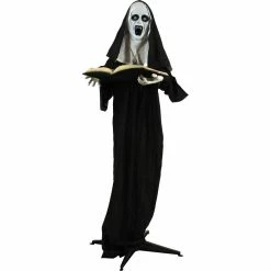 Haunted Hill Farm Life-Size Animatronic Witch, Indoor/Outdoor Halloween Decor, Flashing Green Eyes, Talking