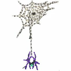 Haunted Hill Farm Spider Dangling from Web LED Light, Indoor/Outdoor Halloween Decor, 32 in. x 45 in.