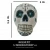 Haunted Hill Farm 5.5 in. White Sugar-Skull Inspired Day of The Dead Decorative Skull, with Black and Blue Accents, HHDODSKL-6S