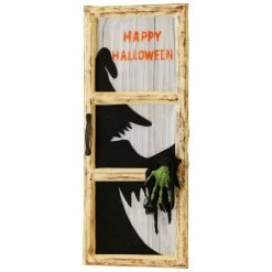 Haunted Hill Farm 2.25 ft. Evil Witch In Window Light-Up, Indoor/Outdoor Halloween Decoration, White LED, HHDWNDW-3LS