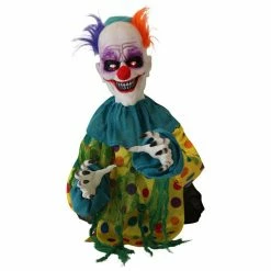 Haunted Hill Farm 2 ft. Animated Clown, Indoor/Outdoor Halloween Decoration, LED Eyes, Poseable, Blade, HHFJCLOWN-4LSA