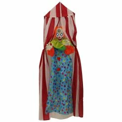 Haunted Hill Farm 6 ft. Hanging Clown, Indoor/Outdoor Halloween Decoration, LED Blue Eyes, Poseable, Romero, HHFTCL-4HLS