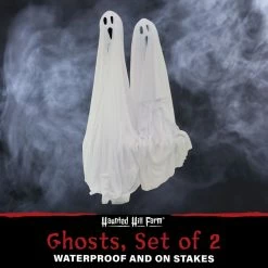 Haunted Hill Farm 4.17 ft. Ghost Stakes, Set of 2, Waterproof, Indoor/Outdoor Halloween Decoration, LED, HHGHST-1STKLS
