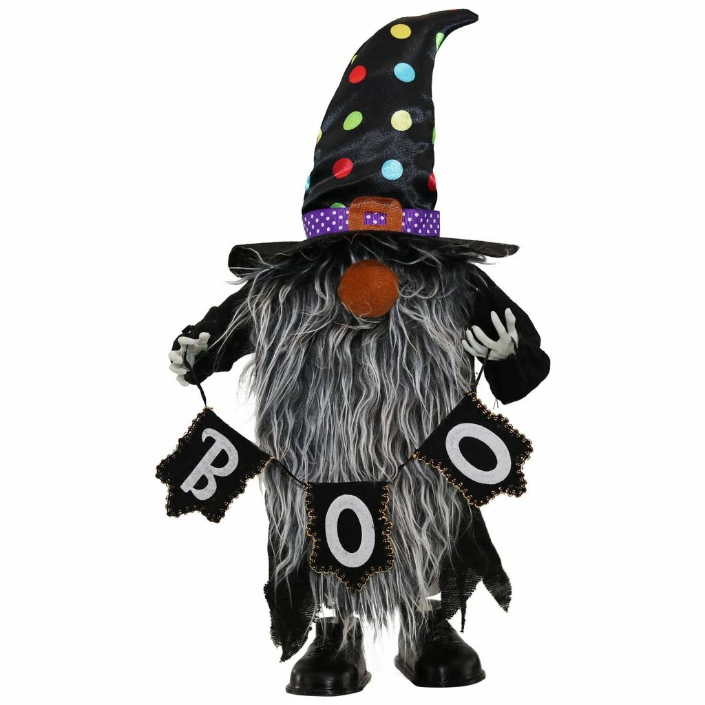 Haunted Hill Farm 1.3 ft. Musical Walking Chuzzle Elf with Banner, Indoor/Outdoor Halloween Decoration, Gnomad, HHMNELF-1FSA 1 Haunted Hill Farm 1.3 ft. Musical Walking Chuzzle Elf with Banner, Indoor/Outdoor Halloween Decoration, Gnomad, HHMNELF-1FSA