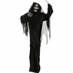 Haunted Hill Farm 5.63 ft. Animated Standing Reaper, Indoor/Outdoor Halloween Decoration, LED Eyes, Terror