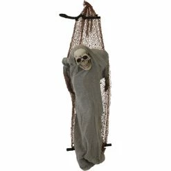 Haunted Hill Farm 3.2 ft. Skeleton In Hammock, Halloween Decoration, Poseable, Battery Operated, Sleepless, HHSNSKEL-HLSA