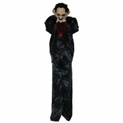 Haunted Hill Farm 5.6 ft. Standing Vampire, Indoor/Outdoor Halloween Decoration, LED Red Eyes, Poseable, Fang, HHVAMP-2FLSA