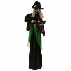 Haunted Hill Farm 6 ft. Standing Witch, Indoor/Outdoor Halloween Decoration, LED White Eyes, Magda The Mad, HHWITCH-23FLSA