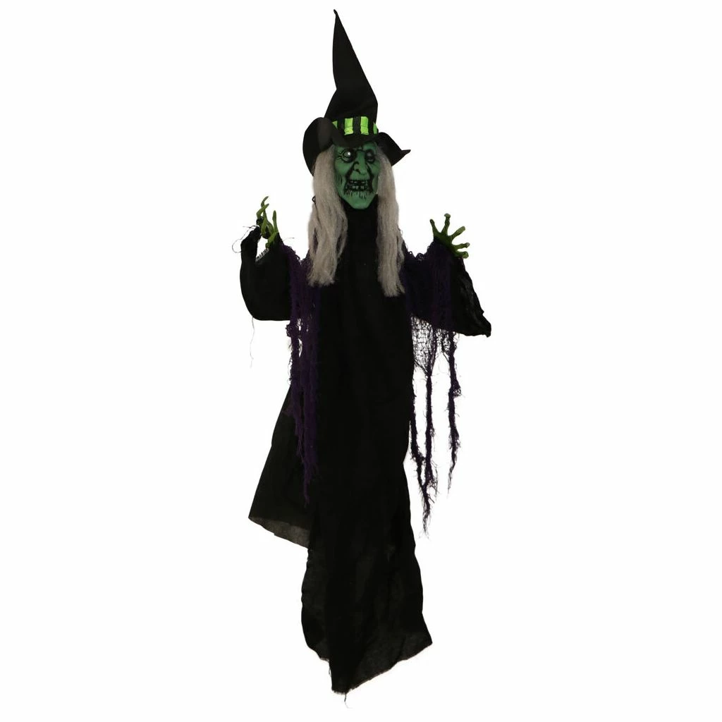 Haunted Hill Farm 5.6 ft. Witch, Indoor/Outdoor Halloween Decoration, LED Red Eyes, Poseable, Whining Wench, HHWITCH-29HLSA 1 Haunted Hill Farm 5.6 ft. Witch, Indoor/Outdoor Halloween Decoration, LED Red Eyes, Poseable, Whining Wench, HHWITCH-29HLSA